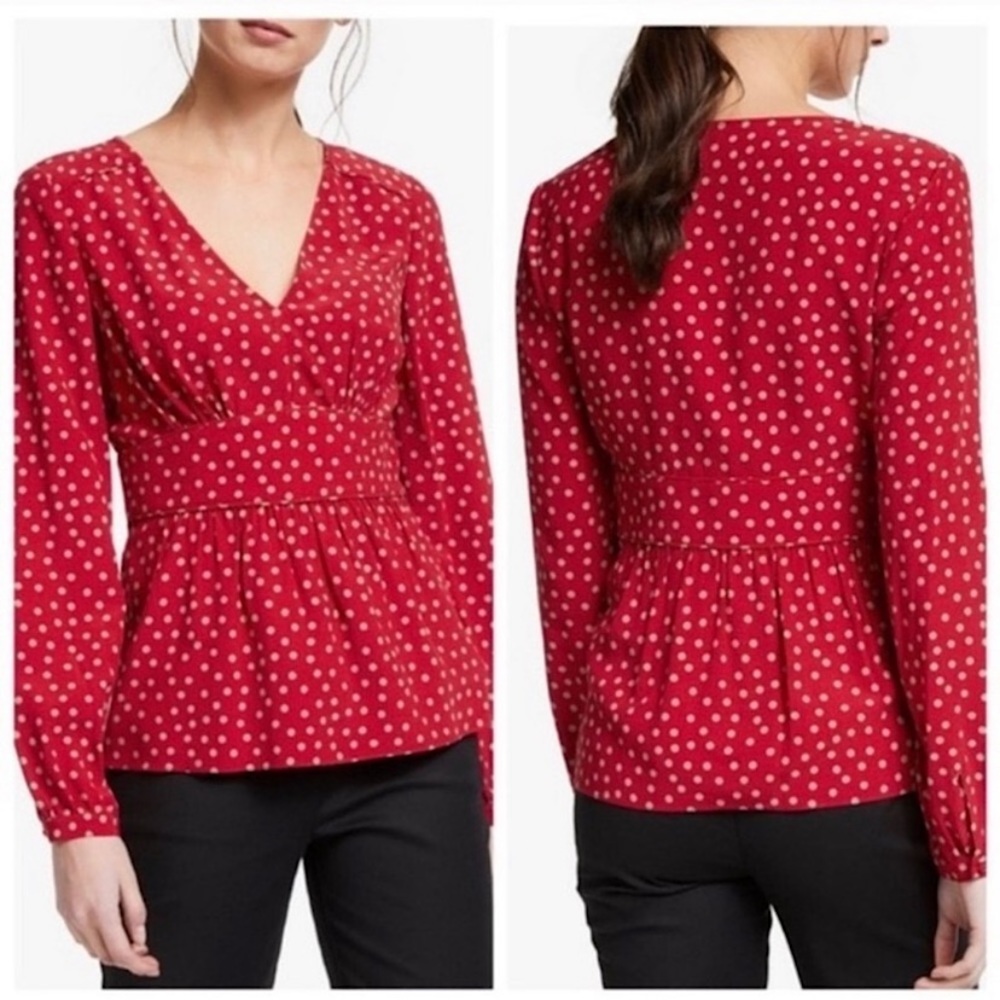 Boden Red Polka Dot Blouse